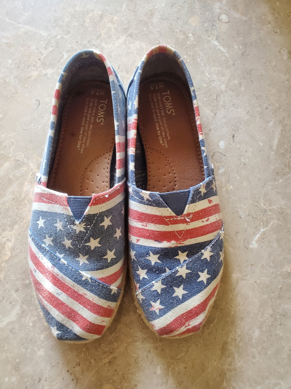 Toms Slip-On Shoes in Blue, Red & White Stars & Stripes